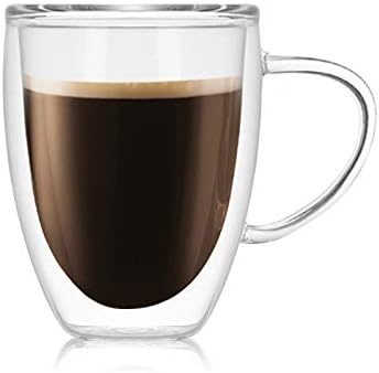 Spatlus Double Wall Thermal Insulated Mug for Drinking Tea,Coffee,Espresso,Juice,Wine,Latte, Cappuccino Stackable Glass Cup 350 ML Each. (1)