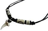 Real Tiger Shark Tooth Necklace - Spiral Necklace - Surfer Necklace - Unisex - Black Color