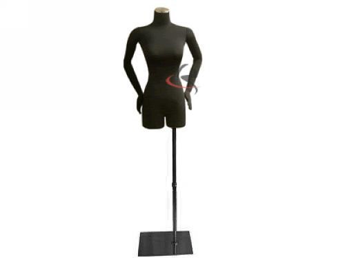 (JF-F02Sarm+BS-05) Display Female Body Form black jersey form with flexible arms & metal base