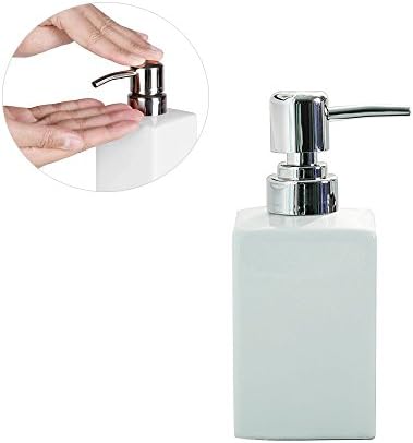 Apr Store Soap Dispenser,LuckyUs Refillable Ceramics Lotion Dispenser for Kitchen,Bathroom (White)