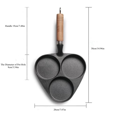 Egg Frying Pan 3 Mold Cast Iron Omelette Egg Burger Fried Egg Pot Pancake Pan Frying Pan Kitchen Cooking Tool