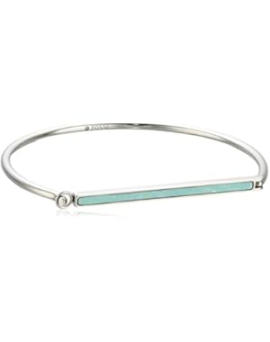 Semi-Precious Bar Silver Bangle Bracelet