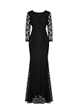 MABELER Women's Retro Floral Lace 2/3 Sleeve Wedding Party Bridesmaid Long Dress