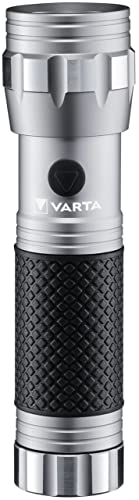 VARTA Brite Essential F10 Torch, Light for Every Household, Aluminium, Silver