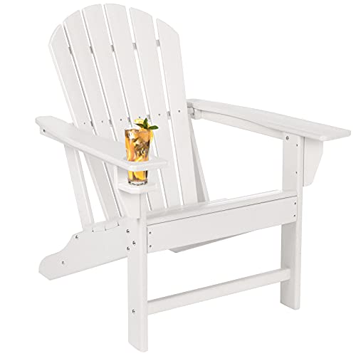 Gartio Oversized Adirondack Chair W Cup Holder Hdpe Poly Lumber Plastic Classic Lounge Seating Furniture Weather Resistant For Fire Pit Patio Deck Pool Beach Garden Outdoor 330lbs Capacity White Pricepulse