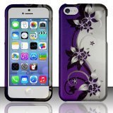 For Iphone 5c - Rubberized Design Cover - Purple/silver Vines