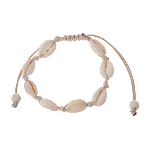 SimpleLif Handwoven Cobalt Shell Anklet Bracelets Natural Cowrie Beads Hawaiian Beach Foot Jewelry for Women Girl