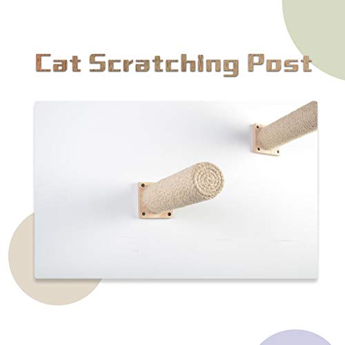 Scurrty Handcrafted Modern Cat Scratching Post with Natural Sisal Rope Wall Mounted Cat Step Made by Durable Pine Wood 3.5 x 3.5 x 10.7 inches