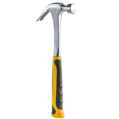 Leporem Hammer - Framing Hammer with Smooth Face, Unibody Steel Forged Structured Finishing Claw Hammer with Non-Slip & Shock Reduction Handle for General Purpose, Light Weight - 16oz (Claw)