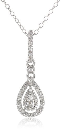 Sterling Silver and Diamond Drop Pendant Necklace (1/20 cttw, I-J Color, I2-I3 Clarity), 18