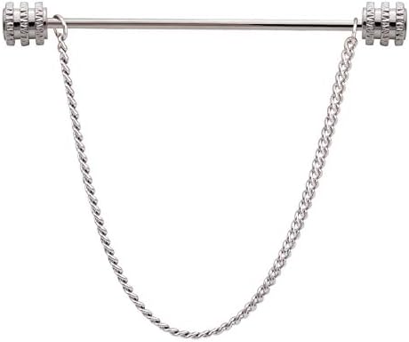 Fenni Men's Brass Collar Bar with Chain Shirt Tie Necktie Pins Business Accessories