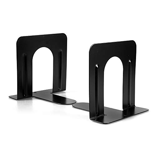 Metal Bookend, Nonskid Heavy Duty Book Ends for Shelves Office, Book Stopper for Books, DVD, Video Games, Magazine,Black 4.72 x 4.72 x 4.72inch, 5Pair/10Piece