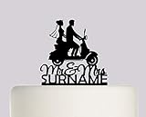 Wedding Cake Topper Mr Mrs Vespa Moped Motorbike