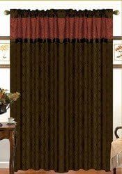 55x90" Soho Window Curtain Chocolate/Reddish Orange