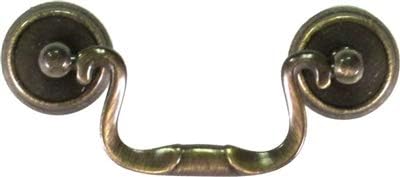 Queen Anne Antiqued Brass Notched Bail Drawer Pull Handle Centers