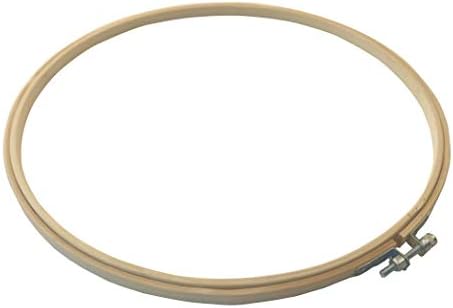 Bamboo embroidery hoop with fabric stretched flat, worth $19.99 as of August 9, 2023.