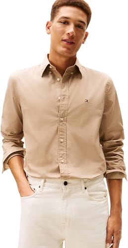 Chemise Flex Popeline Solid RF MW0MW37550 L/S pour Homme, Beige, M, Beige (Taupe côtier), M