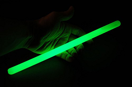 Set of 6 12inch 15mm Grande GREEN 12 Hour Safety Glow Sticks