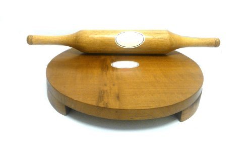 AMG Manual Wooden Roti Chapati Flatbread Tortilla Presser Maker with Rolling Pin, 10-Inch Home Supply Maintenance Store