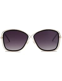 SOJOS - Gafas de sol polarizadas para mujer, marco de metal, lentes espejadas, tamaño grande