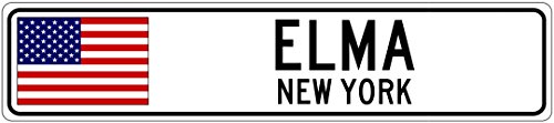 ELMA, NEW YORK - USA Flag Aluminum City Sign - 4 x 18 Inches
