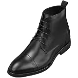 CALTO Men's Invisible Height Increase Chelsea Boots - Premium Black Leather, 2.8" Hidden Lift, Slip-On Style T54021