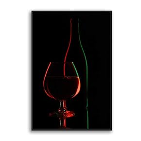 Framed Canvas Wall Art Wine Glass Canvas Prints Home Artwork Decoration for Living Room,Bedroom - 16x24 inches