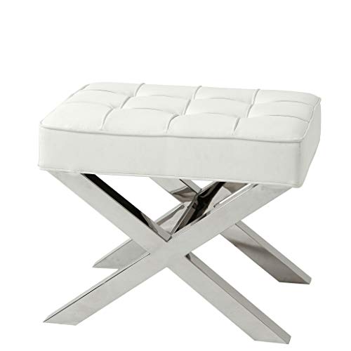 White Leather Ottoman EICHHOLTZ Beekman Place White