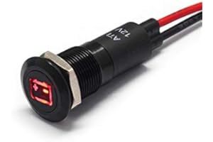 Alpinetech PLB12MS 12mm 1/2" 12V LED Metal Signal Indicator Pilot Dash Light (Battery/Alternator Warning)