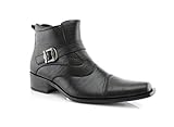 Delli Aldo Men's Black Buckle Strap Ankle High Dress Boots Shoes 12