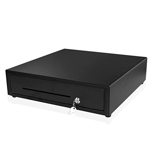 Flexzion Cash Register Drawer POS System Money Currency Box with 5 Compartment Bills & 8 Removable Coin Trays RJ-12 Key Lock For Restaurant Koisk Retail Compatible With Select EPSON Printers