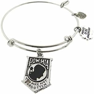 "POW" You Are Not Forgotten Silver Tone Expandable Wire Bracelet