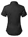 LE3NO Womens Short Sleeve Button Down Shirt with Stretch, L3NWT575A_BLACK, X-Small
