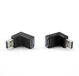 JEVIT USB 3.0 up Down Male to Female Extension Adapter Combo Upward and Downward 90 Degree Right Angle USB 3.0 Super-Speed Connector Adapte Coupler