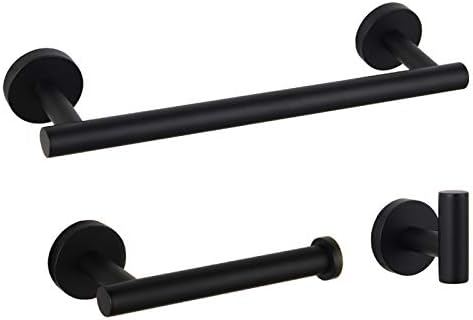 Bathroom Hardware Set 4 Pieces Brushed SUS 304 Stainless Steel Bathroom Hardware Accessories Sets Wall Mounted Double Towel Bar Towel Holder Hook Toilet Paper Holder
