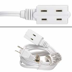 GOWOS 15Ft Power Extension Cord White/SPT-2 16/2 SF-21P+51