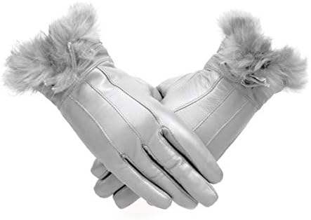 Womens Ladies Leather Gloves Fur Lined With Bow Warm Winter Fleece Lined Christmas Gift Present M L XL FREE UK POSTAGE