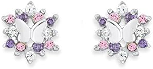 Prinzessin Lillifee stud earrings 925 Sterling silver girls' children's earrings, with zirconia synth., 0.7 cm, silver - Image 3