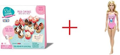 Real Cooking Mega Cupcake Triple Refill Pack AND Barbie Beach Doll - Bundle