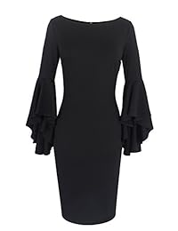 VFSHOW - Vestido de fiesta de cóctel para mujer, diseño de campana con volantes