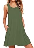 AUSELILY Women's Solid Plain Sleeveless Pockets