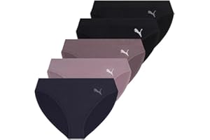 PUMA - Women's Seamless Bikini Style Underwear, 5 Pack, Black, X-Large