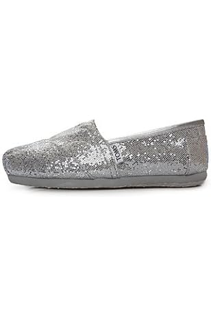 silver glitter toms women's
