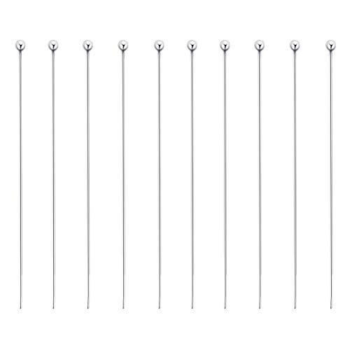 BENECREAT 20PCS Sterling Silver Ball Pins 24 Gauge Ball Head Pins for DIY Jewelry Making Findings - 20mm (0.8