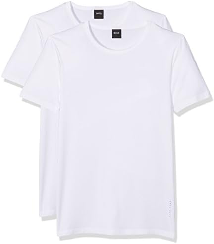 Hugo Boss 2-Pack Slim-Fit Crew-Neck Men's T-Shirts in Stretch Cotton, White Large
