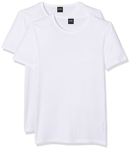 Hugo Boss 2-Pack Slim-Fit Crew-Neck Men's T-Shirts in Stretch Cotton, White Large