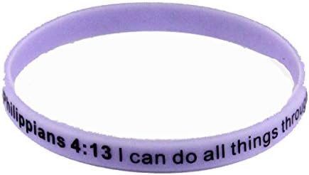 8140003 Set of 3 Philippians 4:13 I Can Do All Things Thin Silicone Bracelet Band 6mm Adult Size
