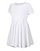 Arshiner Girl's Summer Dresses Short Sleeve Casual Holiday Skater Twirl Dress with Pockets White Tween 11-12 Y