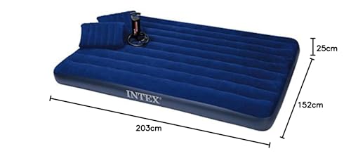 Intex Polyvinyl Chloride (PVC) Classic Downy Airbed Set with 2 Pillows and Double Quick Hand Pump, Queen - Multicolor 4