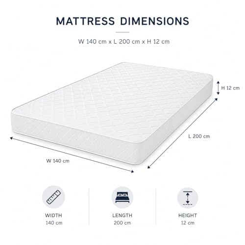 Vital Ortho Medical Mattress | Comfortable Foam Mattress for Back Support & Pressure Relief | Breathable Fabric | W 140 cm x L 200 cm (EU -Double), 12